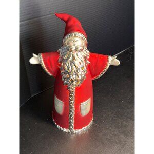 Red Silver Tabletop Santa Claus Arms Out Vtg READ
